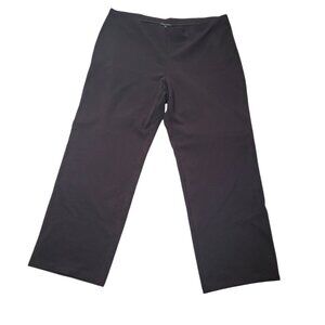 Eileen Fisher Black Pull On Pants Wide Leg High Rise Elastic Waist Viscose Nylon